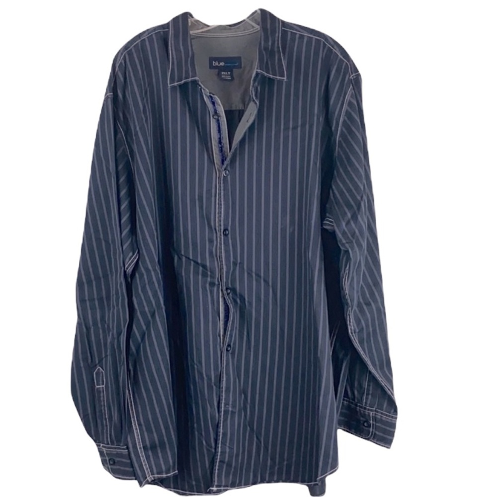 Men’s Pronto Uomo striped long sleeve dress shirt unique velvet accents 2XLT